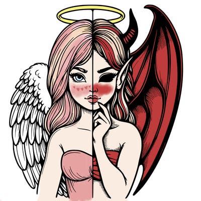 realistic angel half demon