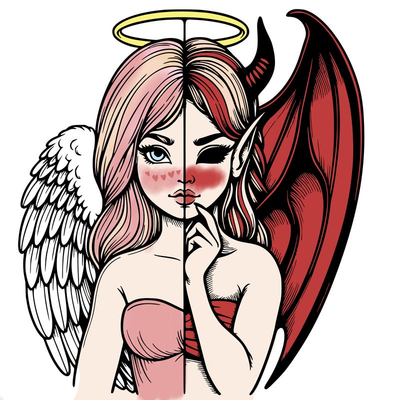 realistic angel half demon