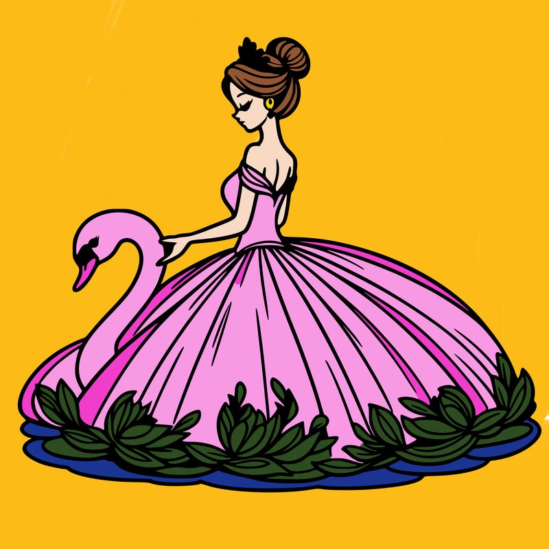woman in gown with swan