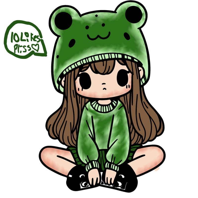 a girl wearing a frog hat and some frog socks