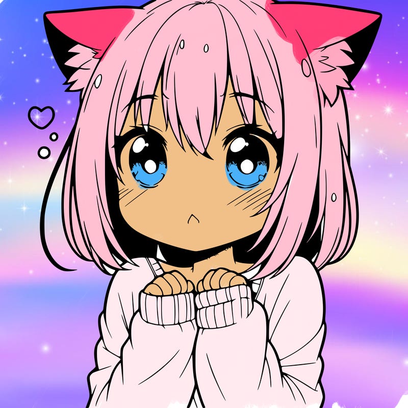 shy anime catgirl