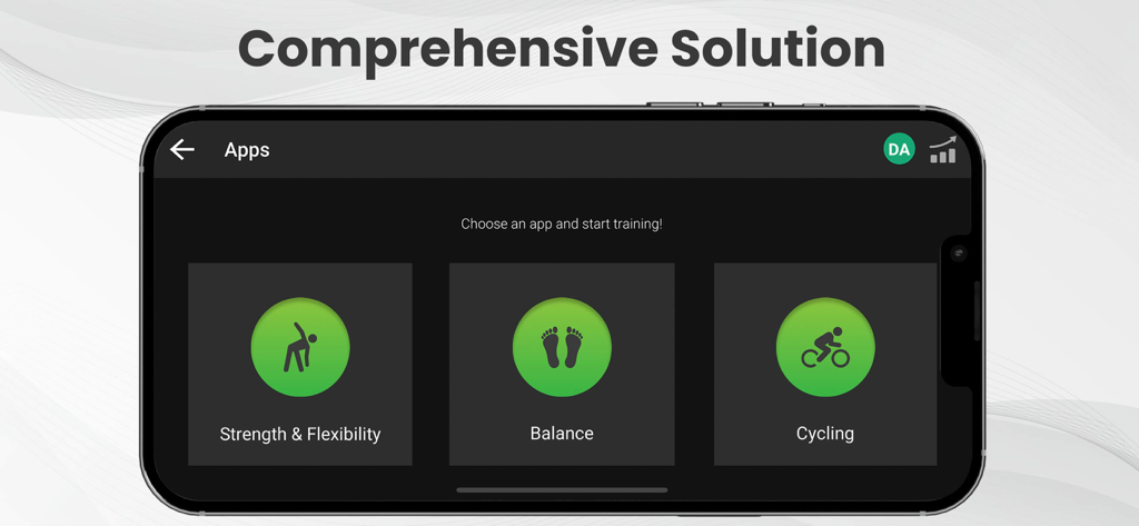 BoBo Pro 2.0 - BoBo Pro 2.0 app dashboard displaying strength balance and cycling training options