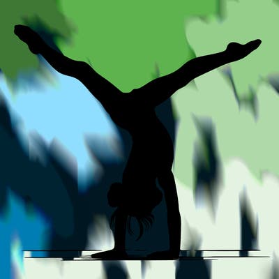 realistic gymnastic hand stand girl in four splits