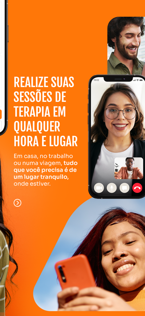 Smartphone screen showing a remote video therapy session on the Vittude mobile app