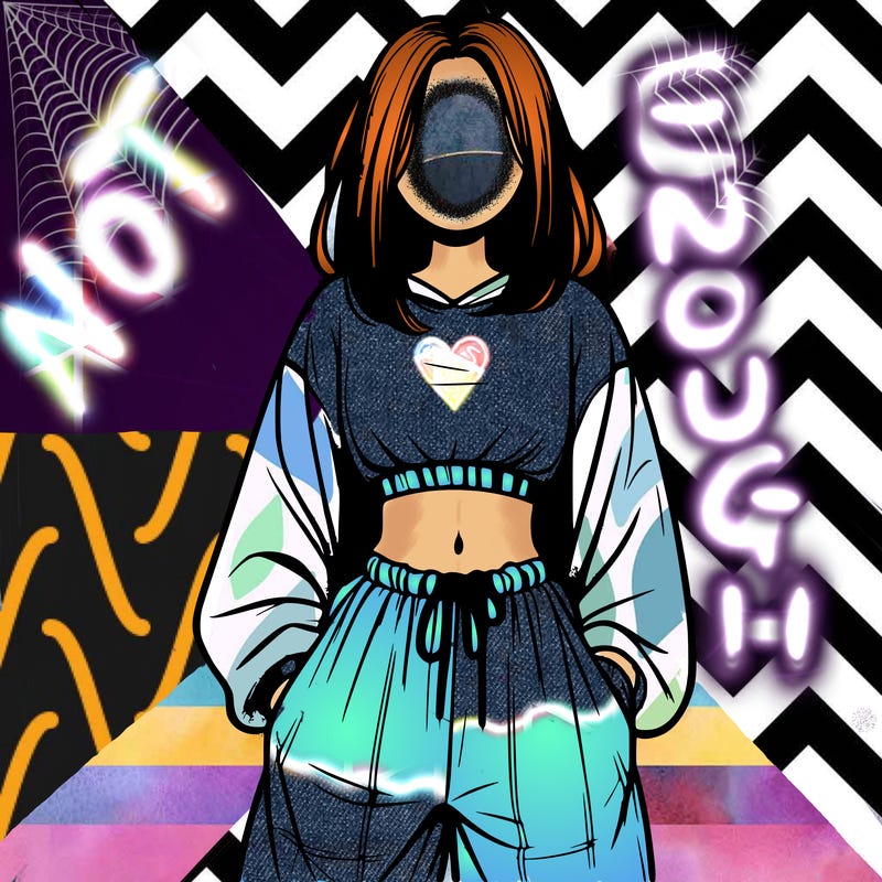 realistic girl faceless with baggy pants and a crop top