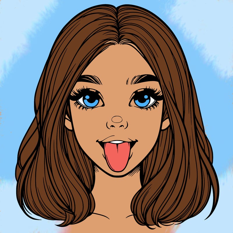 realistic girl with her tongue out