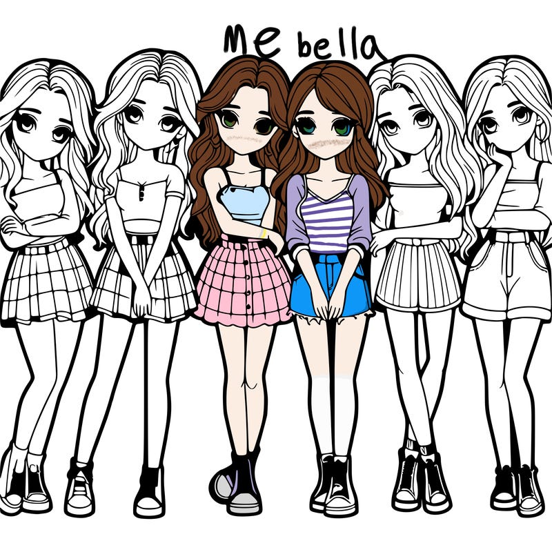 a group of girls realistic