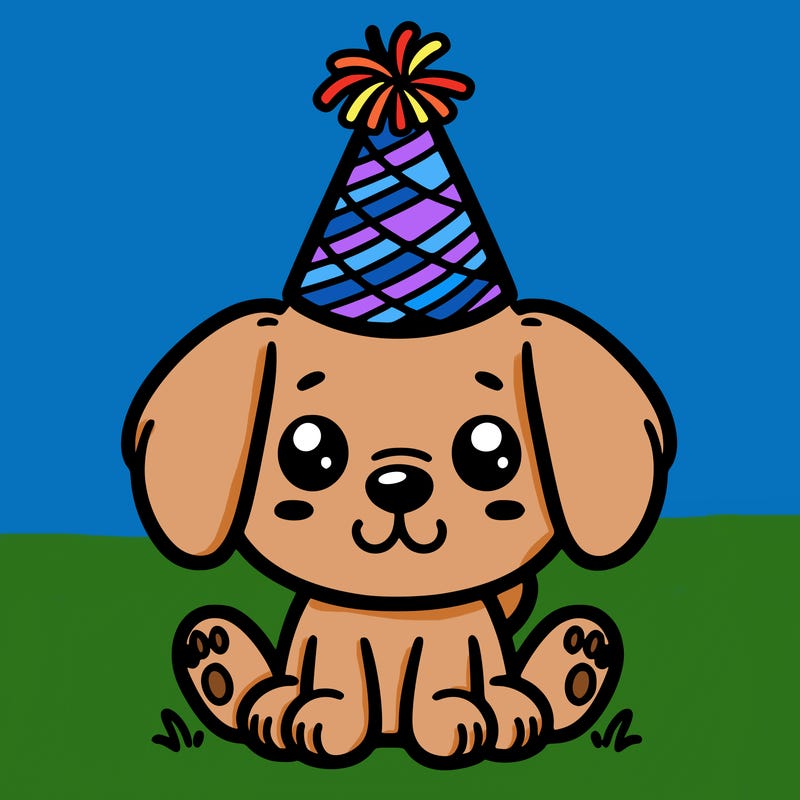 puppy with party hat