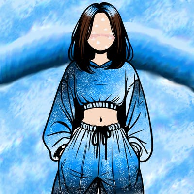 realistic girl faceless with baggy pants and a crop top