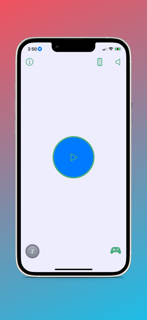 EyeAlign Quest - Écran du menu principal de l'application de thérapie visuelle EyeAlign Quest avec un grand bouton de lecture bleu.
