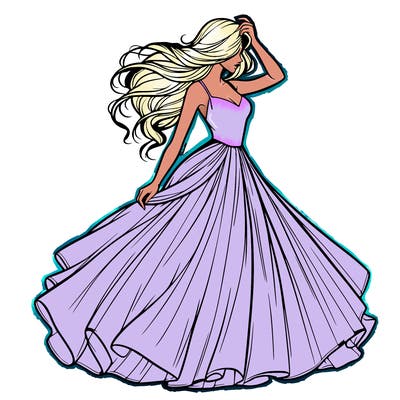 realistic woman with dress flowing in the wind