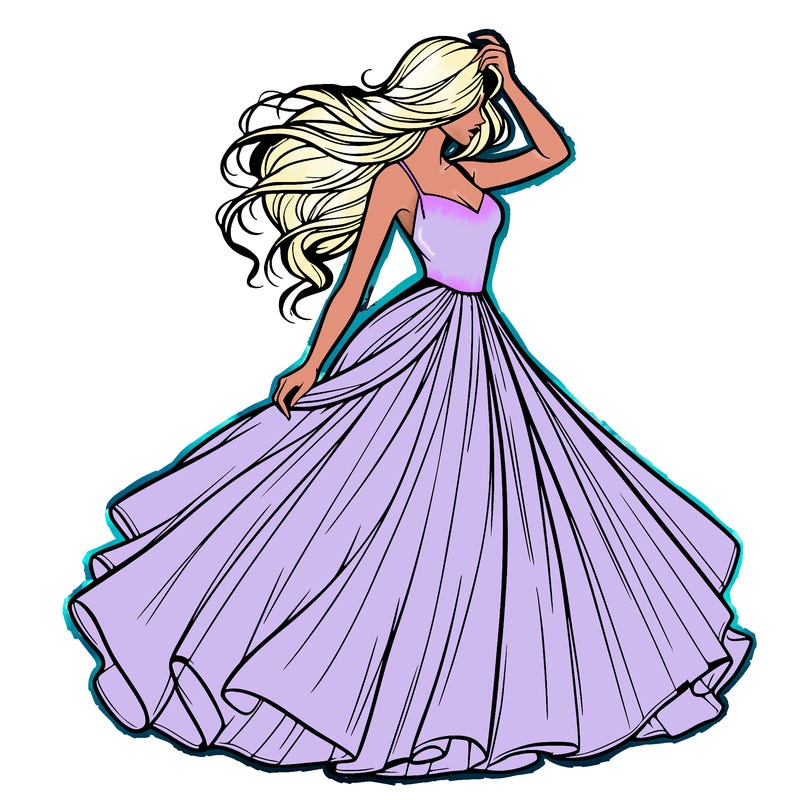 realistic woman with dress flowing in the wind