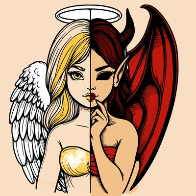 realistic angel half demon