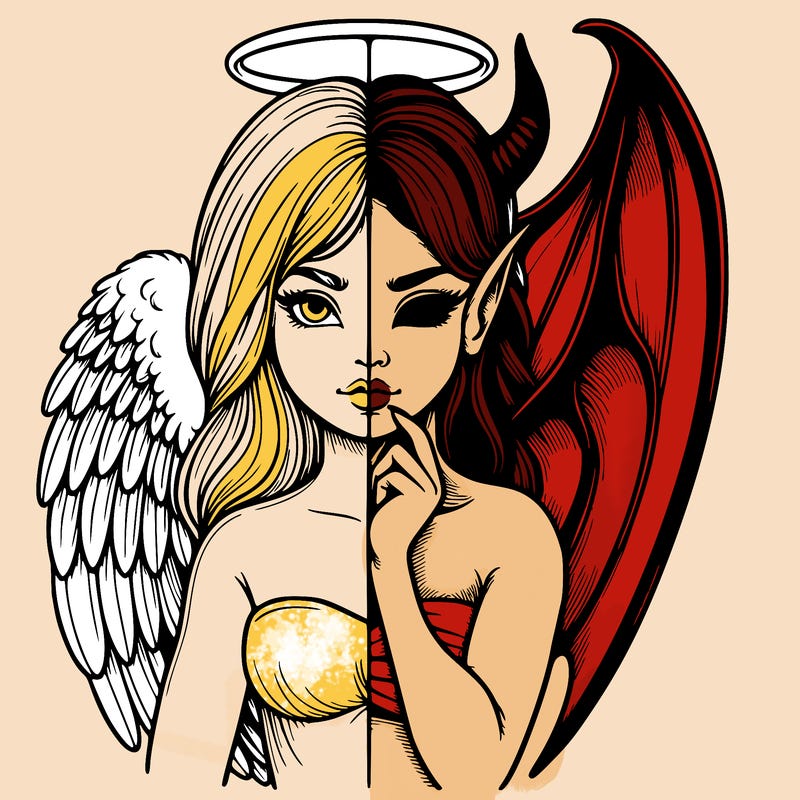 realistic angel half demon