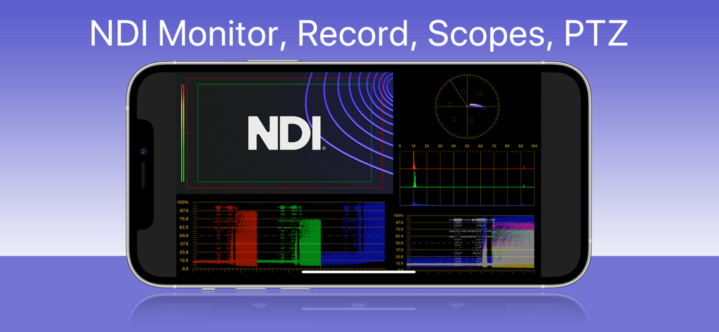 NDI Monitor Pro - Interface of NDI Monitor Pro showing video scopes histogram and waveform