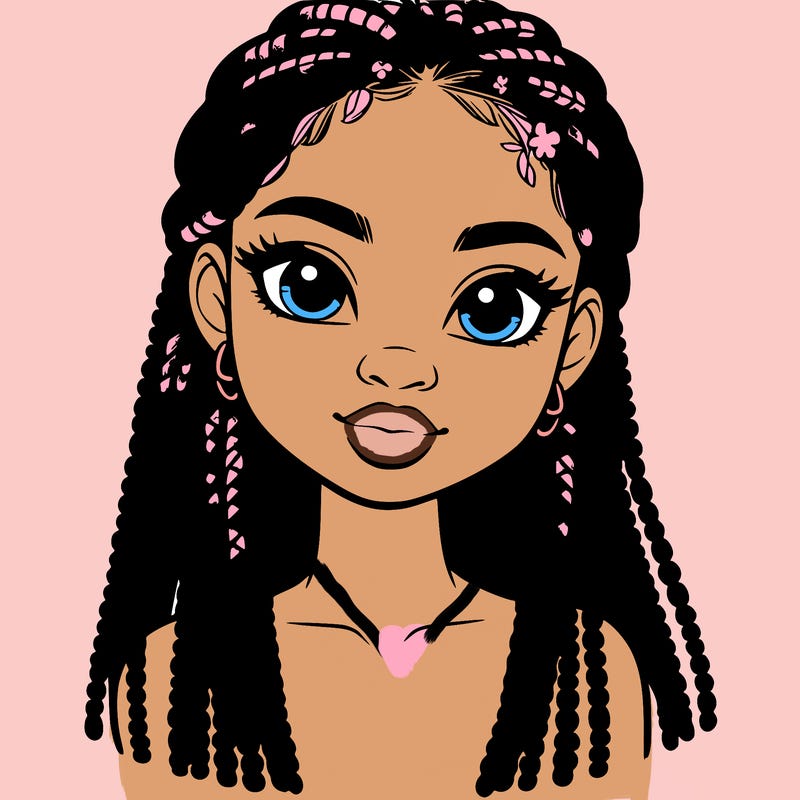 a realistic black girl with braids