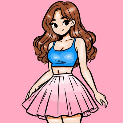 woman in a skirt and crop top