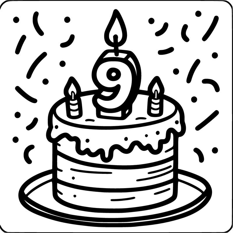 birthday cake with number 9 candle