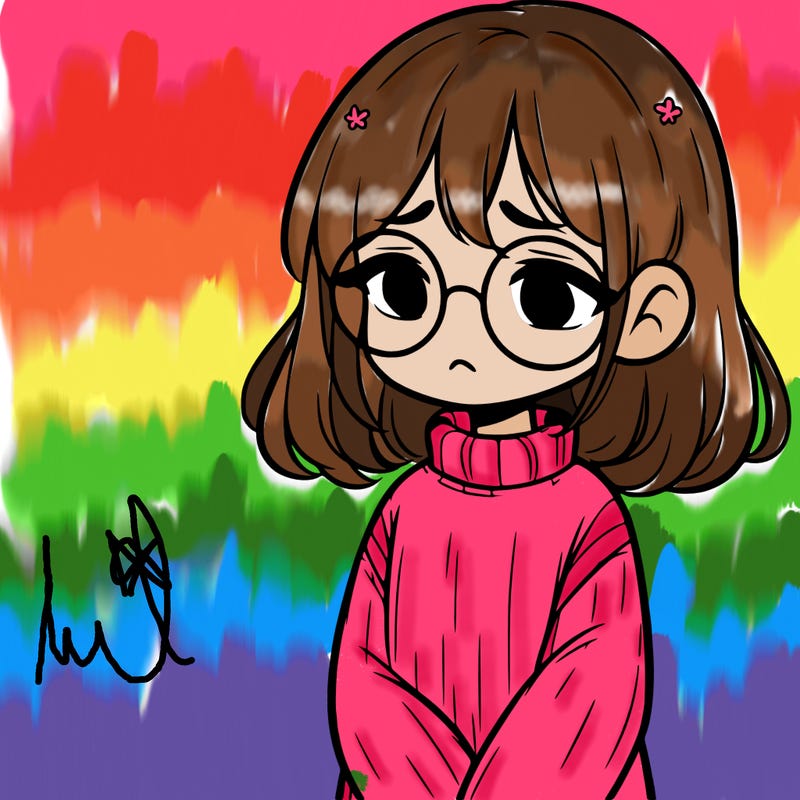 sad girl with glasses in a sweater