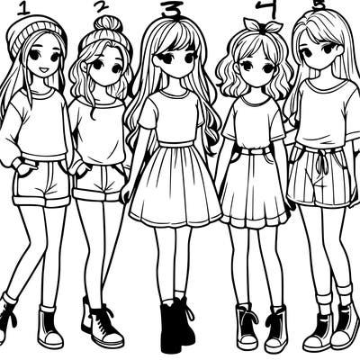 a group of five girls