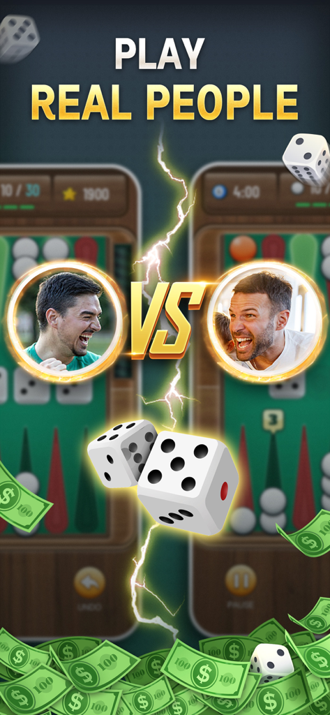 Two players competing in a live backgammon match for real rewards