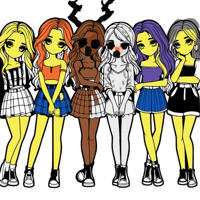 a group of girls realistic