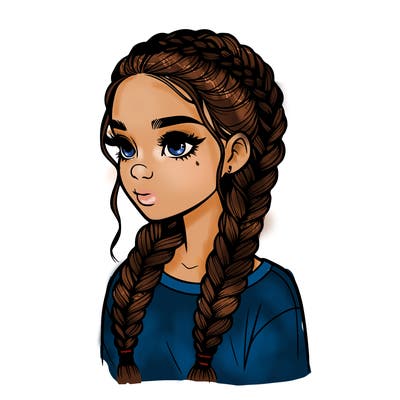realistic girl with braids