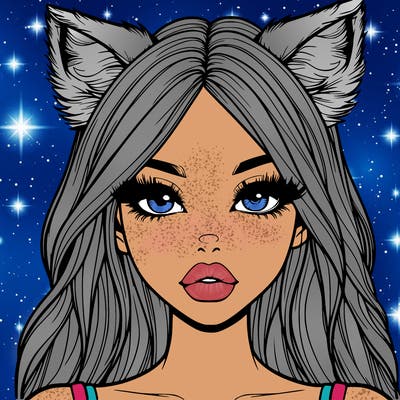 realistic girl with fox ears and realistic lips