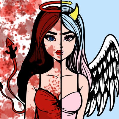 devil vs angel realistic girl