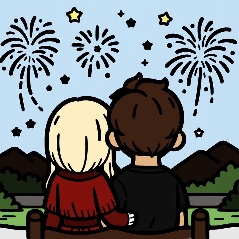 couple watching fireworks