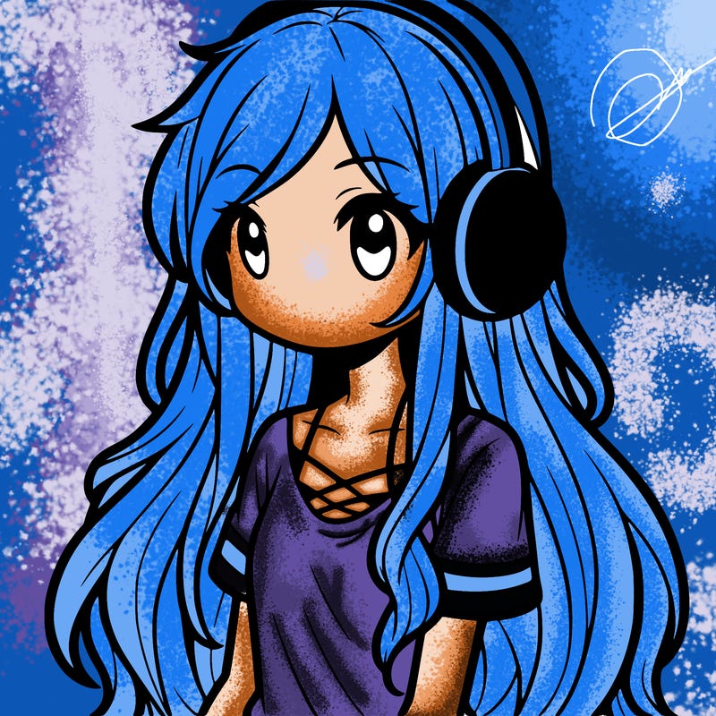a long haired girl with headphones