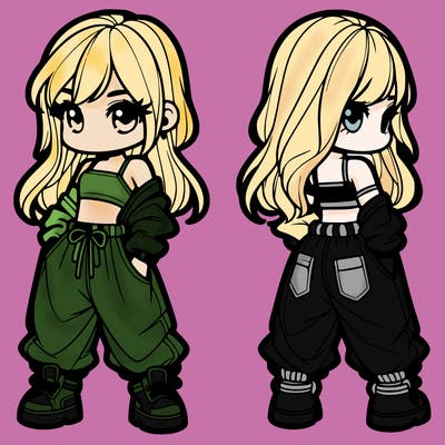 girl in crop top and baggy pants