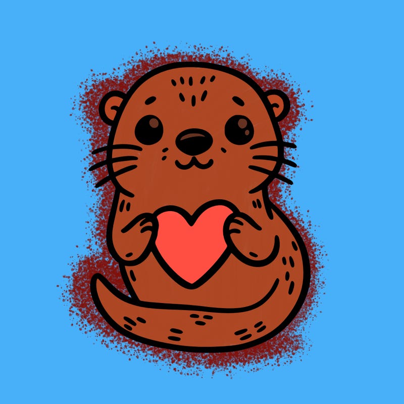 otter with a heart