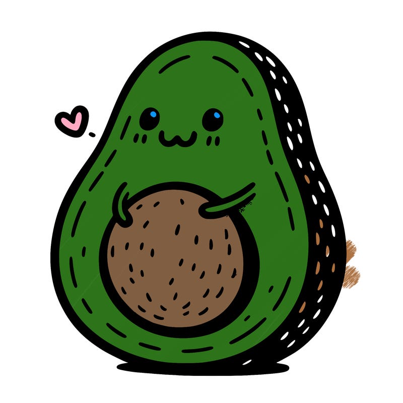 an avocado hugging an avocado