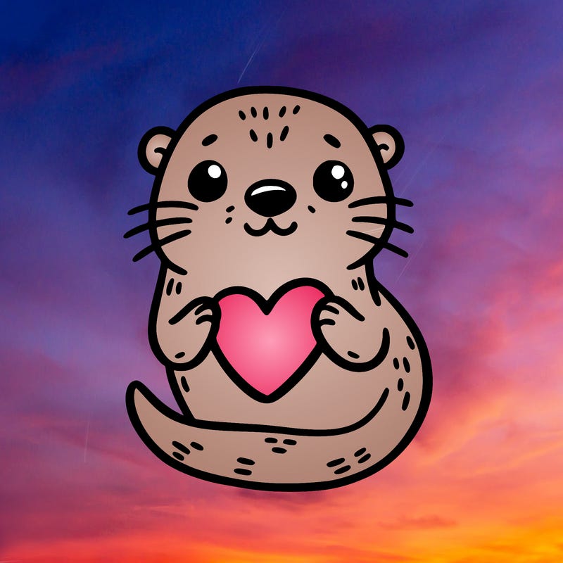 otter with a heart