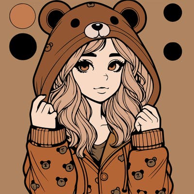 realistic girl in a animal pjs hoodie
