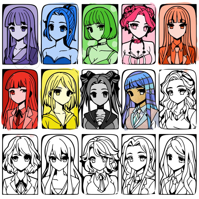 girls that look diffrent anime