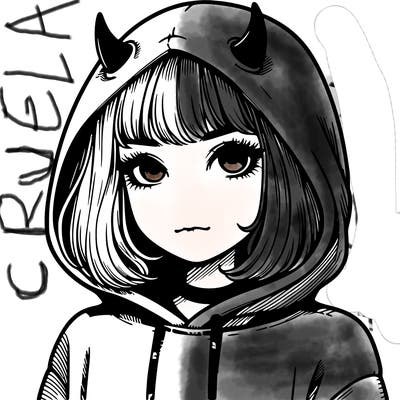 realistic girl with devil hoodie