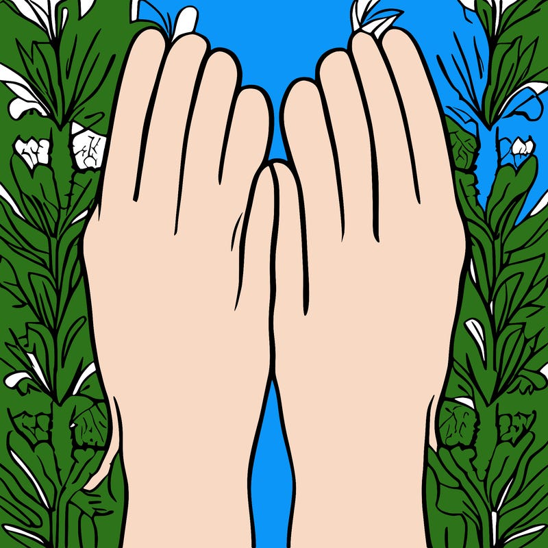 two hands holding each other