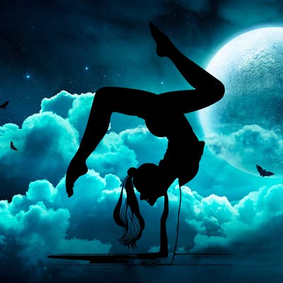 a woman doing a handstand realistic