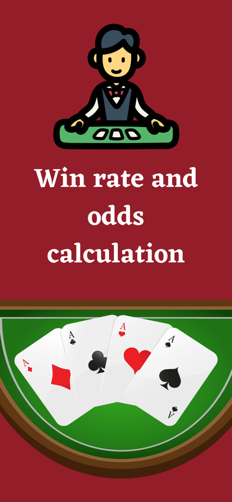 Poker dealer and four aces illustrating win rate and odds calculation