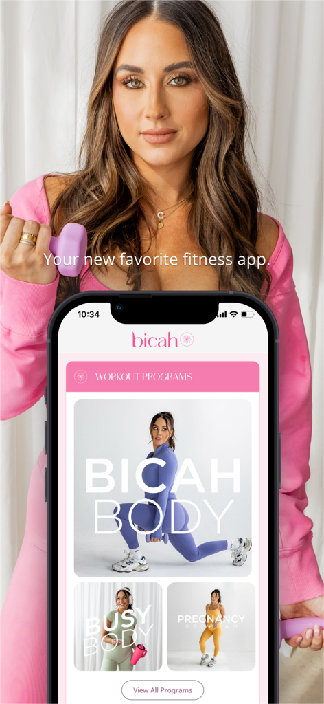 Schermata dell'app di fitness Bicah che mostra vari programmi di allenamento per donne
