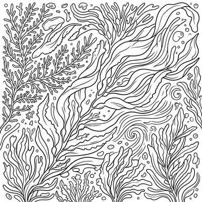 Immerse yourself in the fascinating world of brown algae with this detailed coloring page. Featuring various forms of Phaeophyceae, it offers a unique journey into underwater flora.