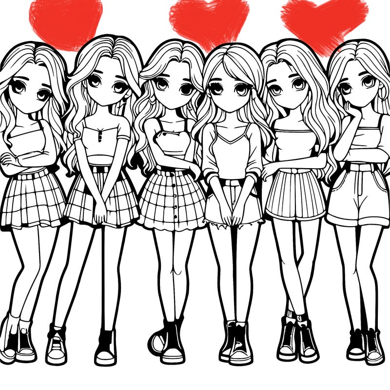 a group of girls realistic