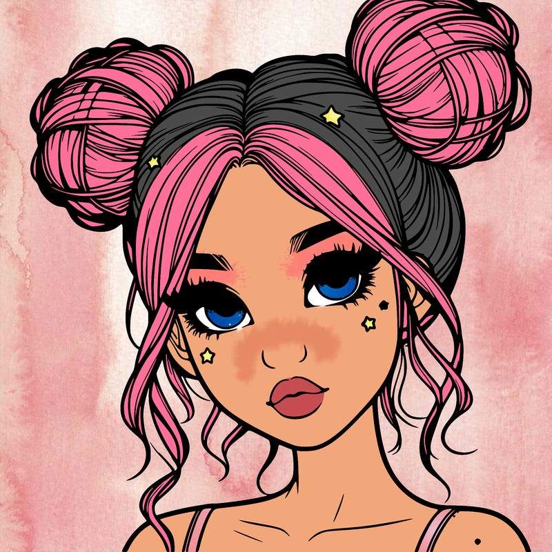realistic girl with space buns