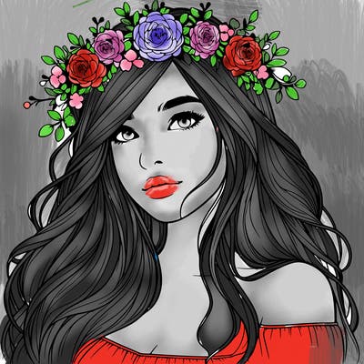 realistic girl with flower crown