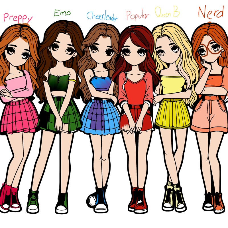 a group of girls realistic