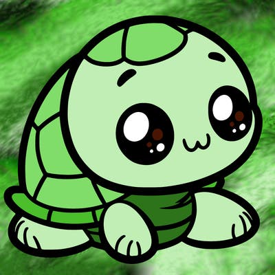 cute little animated turtle