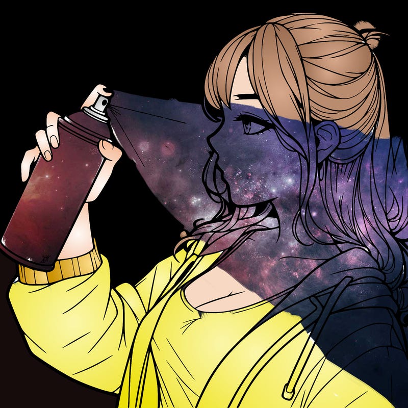 a realistic girl spray, painting