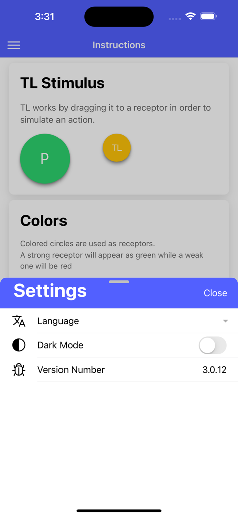 Graphic P-DTR - Settings menu and instruction panel for the Graphic PDTR clinical application